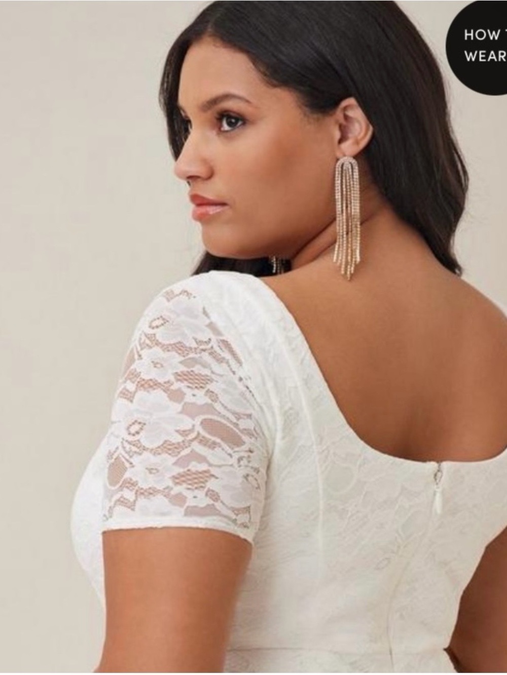 Ivory Lace Short Sleeve Fit & Flare Wedding Dress *NWT* - Picture 3 of 5